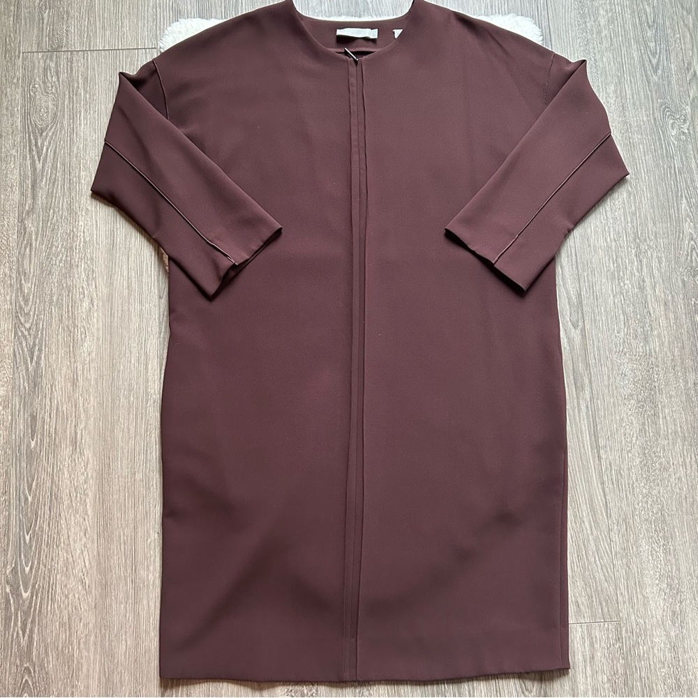 Vince Brown Front Seam Long Sleeve Shift Dress - Picture 2 of 7